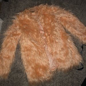 Pretty Little Thing Jackets & Coats - Nude Shaggy Faux Fur Jacket Pretty Little Thing Jackets & Coats - Nude Shaggy Faux Fur Jacket